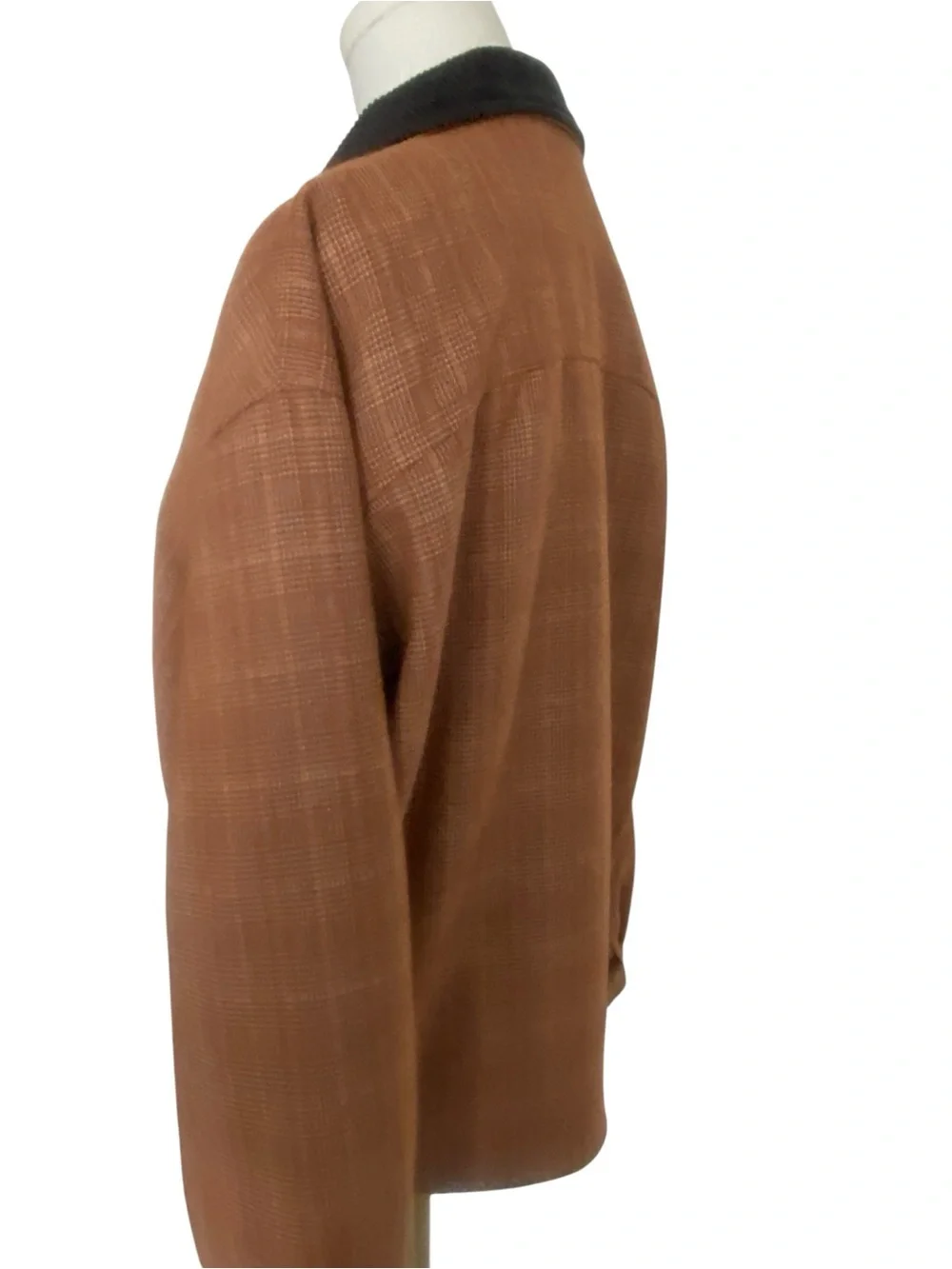 Jacqui E Tan Bomber Jacket with Black Collar